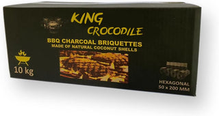 Pressed coconut shell charcoal briquettes King Crocodile, 10 kg