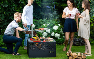 Outdoor fire pit with cooking grate Feu du Jardin Carre 750 Black