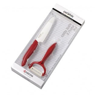 Ceramic knife and razor set Kyocera, red