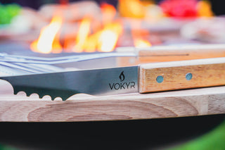 Stylish altar-barbecue Vokyr Comfort, carbon steel, Ø110 cm, oak